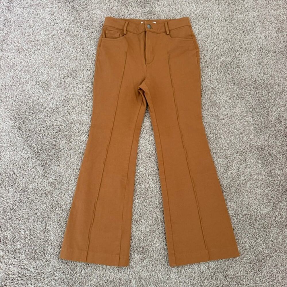 LOFT Versa Ponte Deluxe Flare Jeans Center Seams Women 6 Petite 70s Bell Bottoms